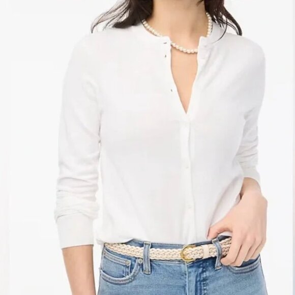 J. Crew Clare Cardigan sweater White crew m medium - Picture 1 of 7